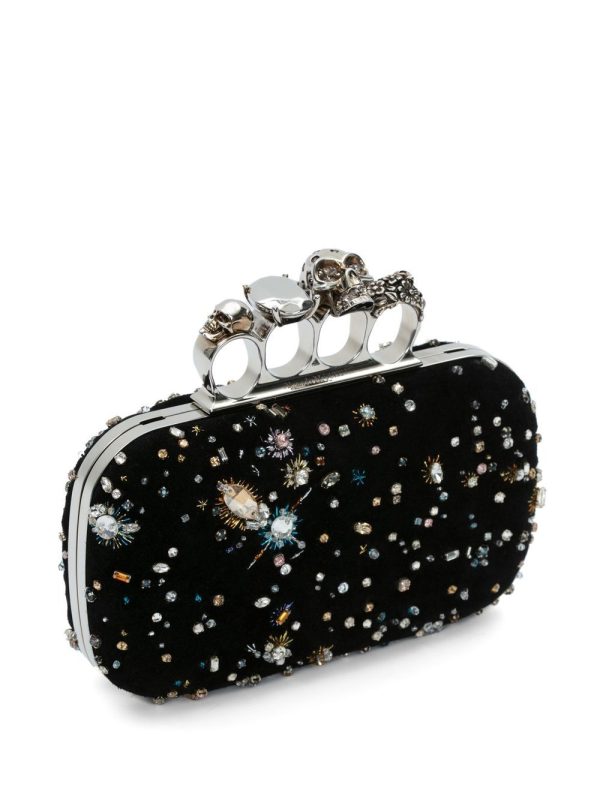 Alexander McQueen Skull Four Ring crystal-embellished clutch bag - Image 3