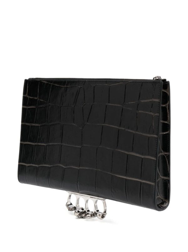 Alexander McQueen Four Ring crocodile-effect clutch bag - Image 4