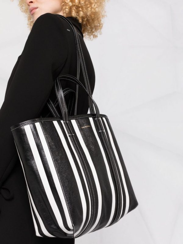 Balenciaga large Barbes East-West striped shopper tote - Image 3