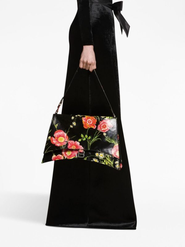 Balenciaga large Crush Sling floral-print shoulder bag - Image 3