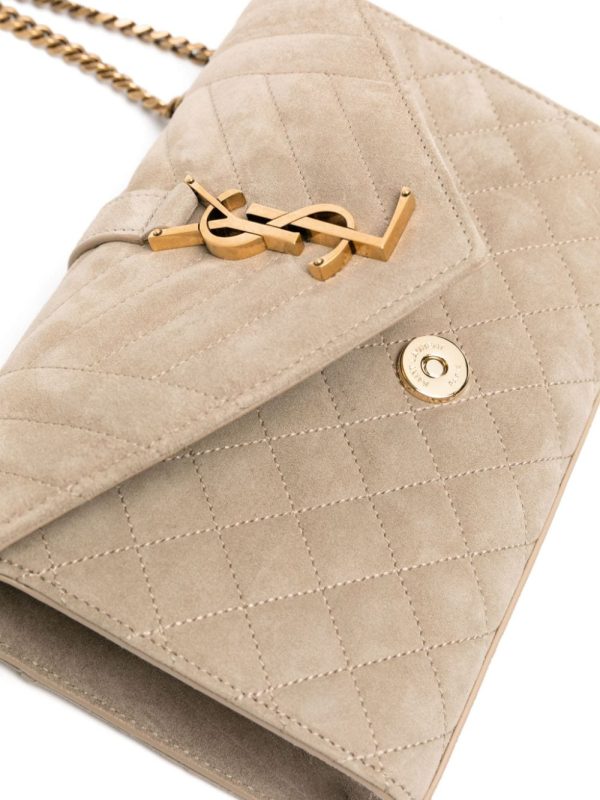 Saint Laurent small Envelope suede quilted shoulder bag - Image 5