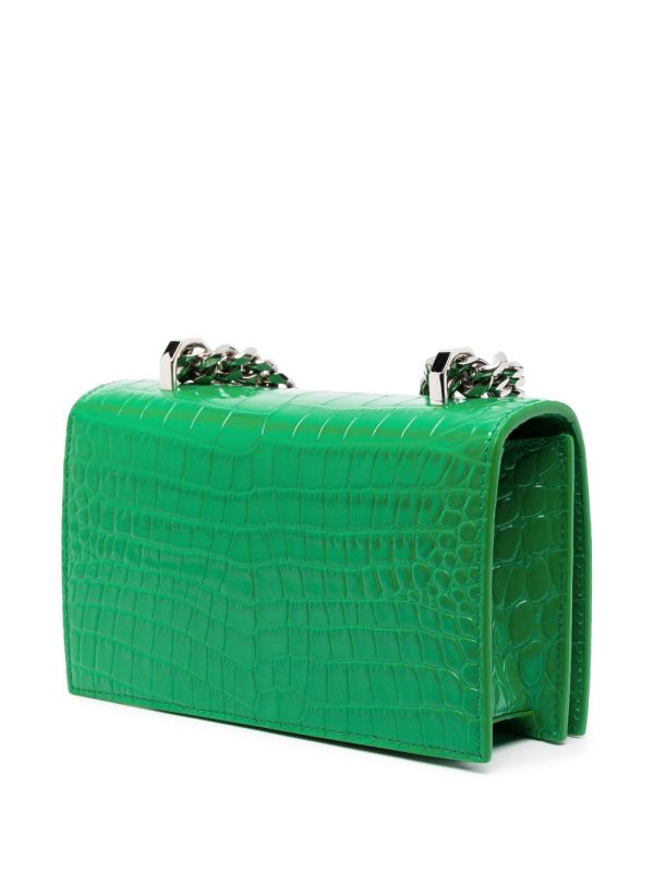 Alexander McQueen Jewelled crocodile-embossed shoulder bag - Image 4