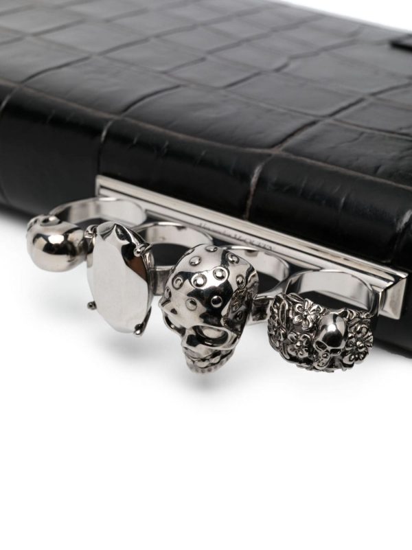 Alexander McQueen Four Ring crocodile-effect clutch bag - Image 3
