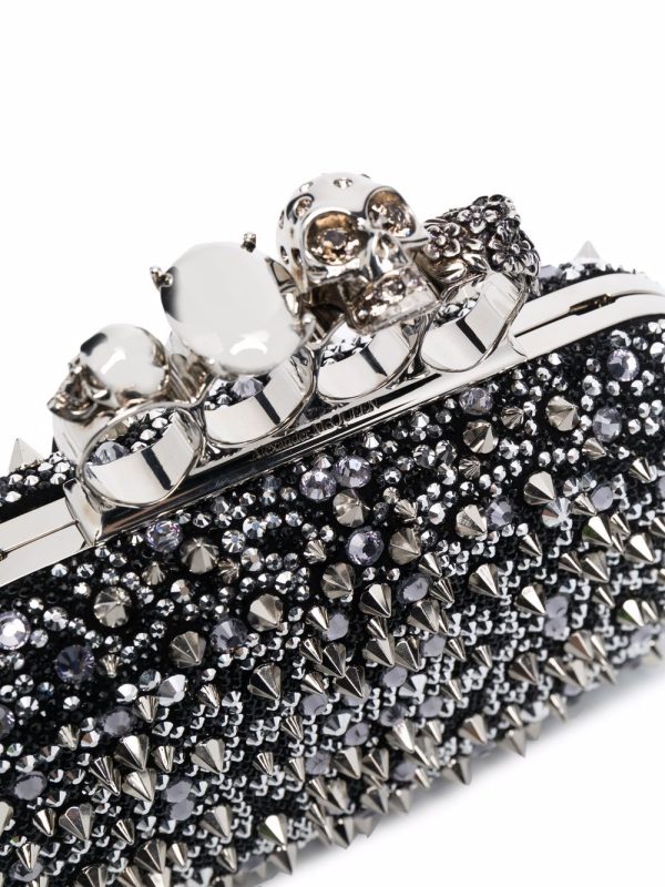 Alexander McQueen four-ring skull studded clutch - Image 3
