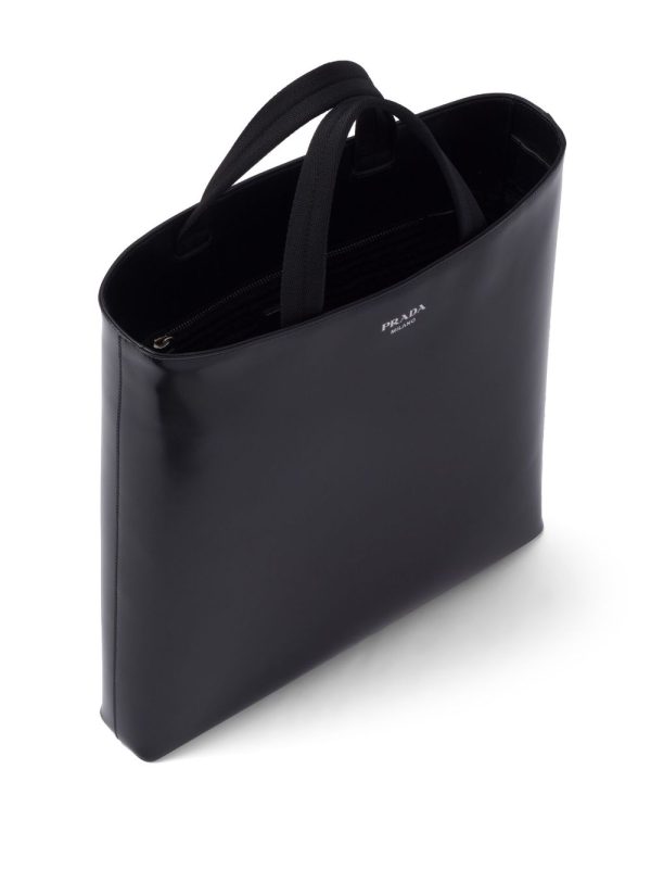 Prada logo-stamp leather tote bag - Image 4