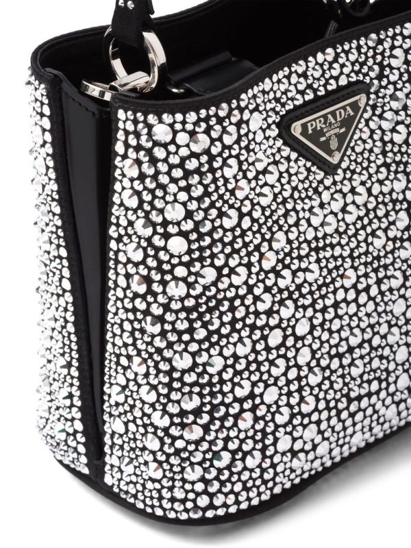 Prada small Panier crystal-embellished tote bag - Image 4