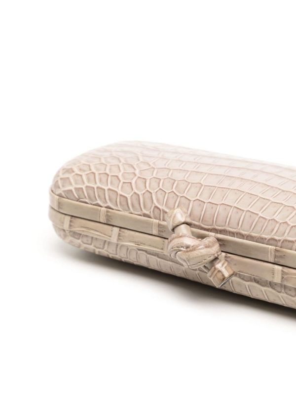 Bottega Veneta   Knot crocodile-embossed clutch bag - Image 4