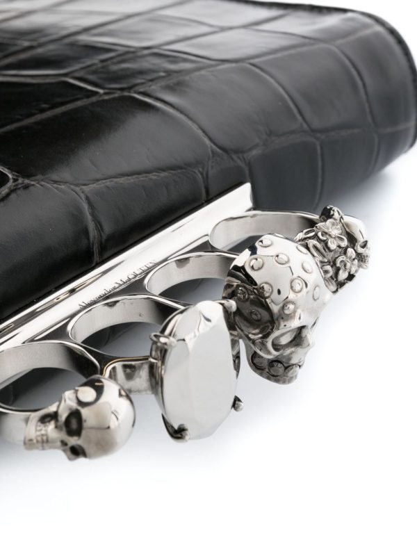 Alexander McQueen Four Ring crocodile-effect clutch - Image 3