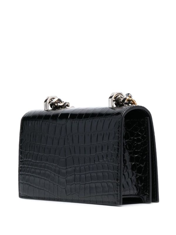Alexander McQueen skull-embroidered crocodile-effect crossbody bag - Image 4
