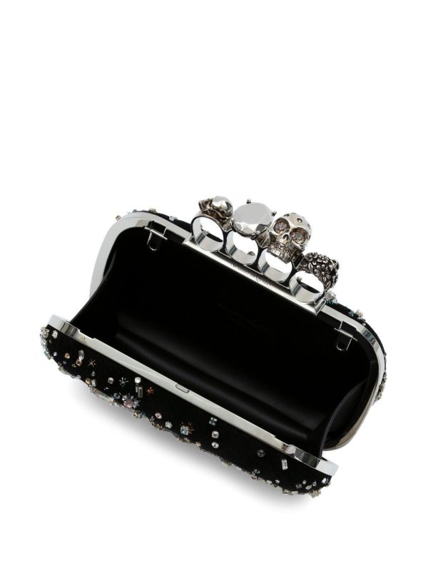 Alexander McQueen Skull Four Ring crystal-embellished clutch bag - Image 4