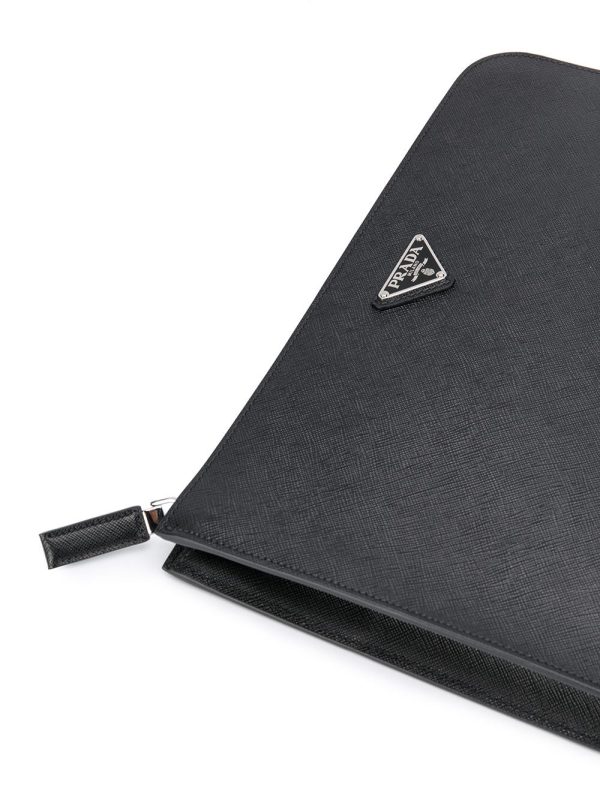Prada triangular enamelled logo clutch - Image 4