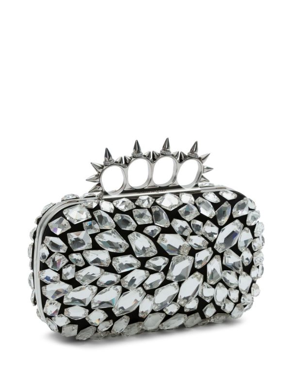 Alexander McQueen crystal-embellishment four-ring clutch bag - Image 4