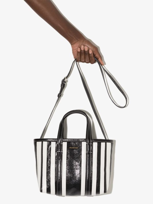 Balenciaga small Barbes East-West striped shopper tote - Image 4