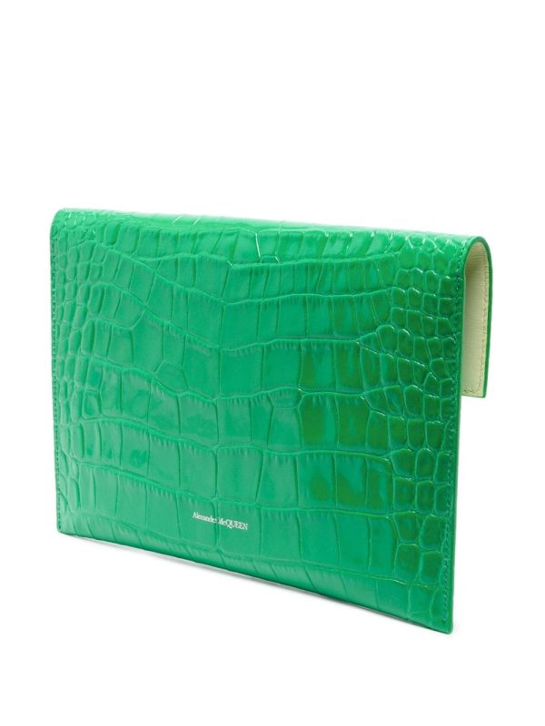 Alexander McQueen crocodile-embossed envelope clutch bag - Image 4