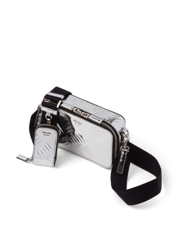 Prada Brique debossed metallic leather bag - Image 4