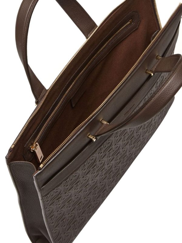 Ferragamo Gancini-print leather laptop bag - Image 4