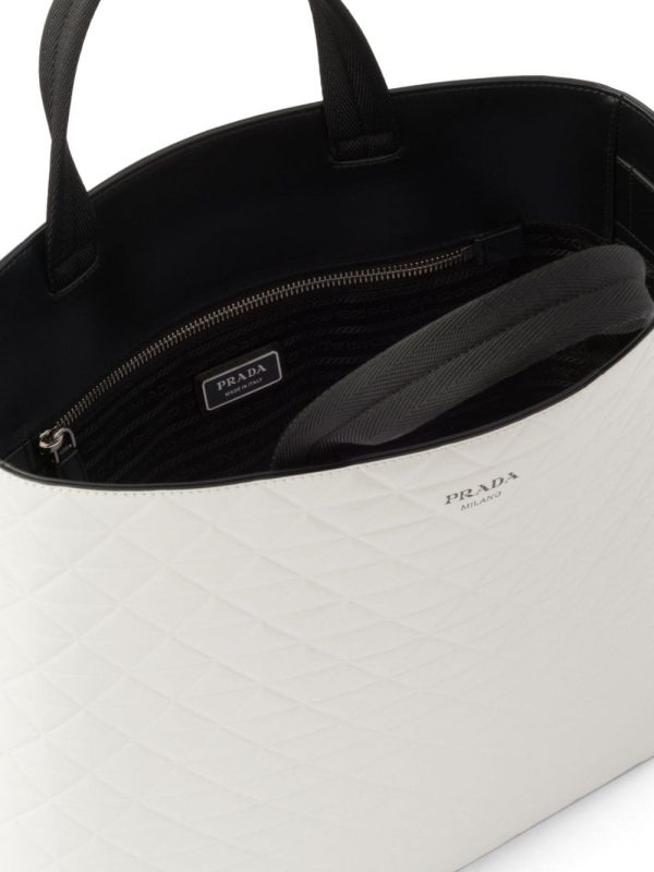 Prada embossed-triangles leather tote bag - Image 4