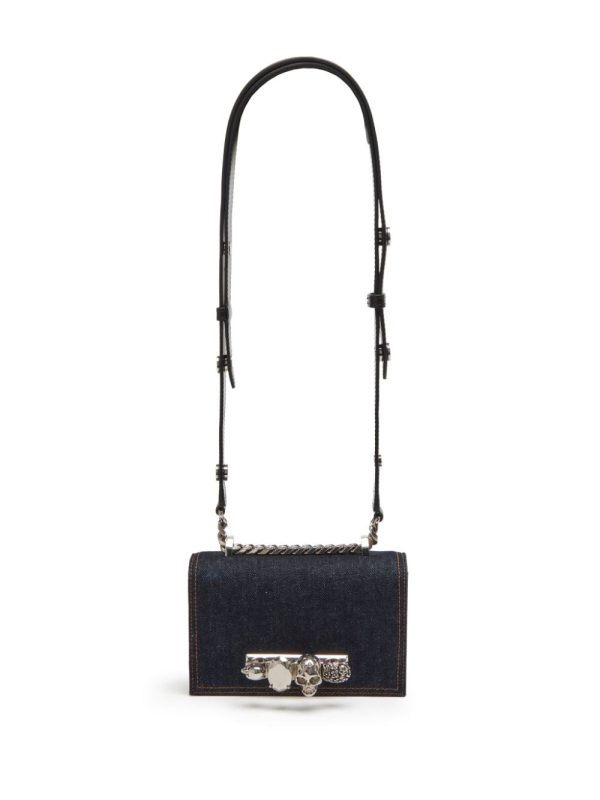 Alexander McQueen Mini Jewelled denim satchel bag - Image 5