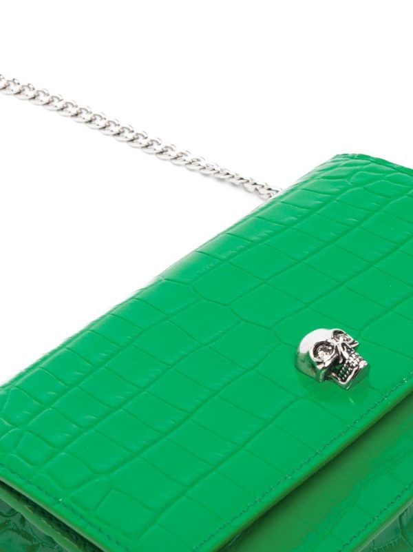 Alexander McQueen small Skull crocodile-embossed clutch - Image 5