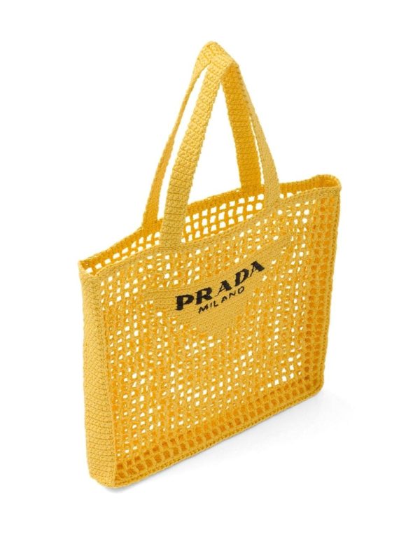Prada woven-logo raffia tote bag - Image 5