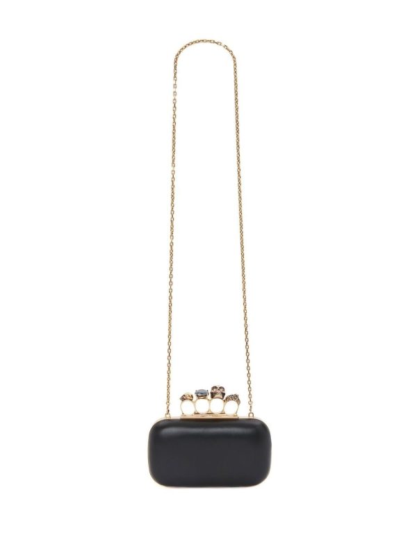 Alexander McQueen leather Skull Four-Ring clutch bag - Image 5