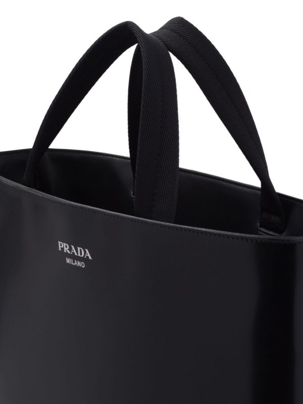 Prada logo-stamp leather tote bag - Image 5