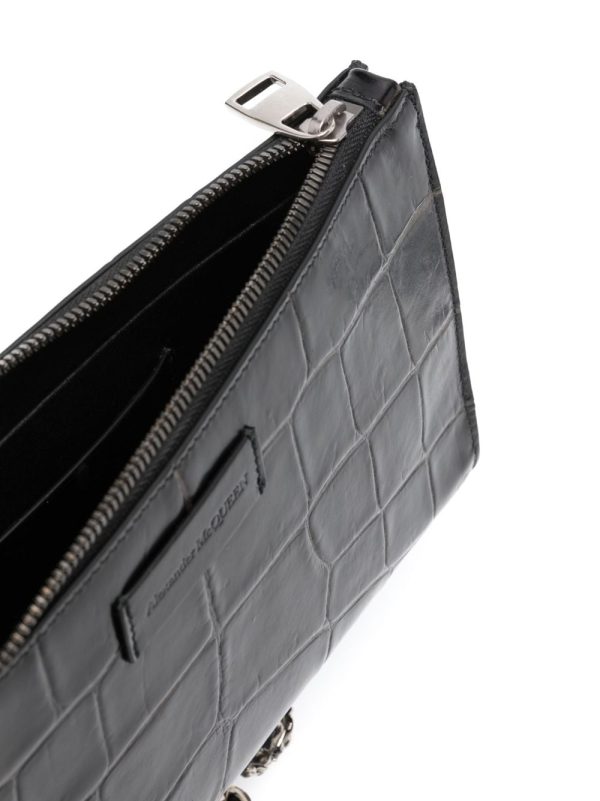 Alexander McQueen Four Ring crocodile-effect clutch - Image 2
