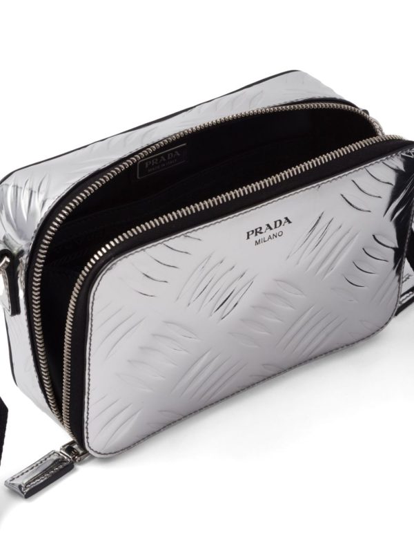Prada Brique debossed metallic leather bag - Image 5