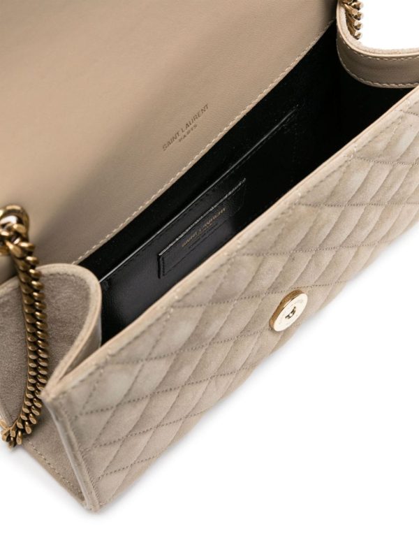 Saint Laurent small Envelope suede quilted shoulder bag - Image 4