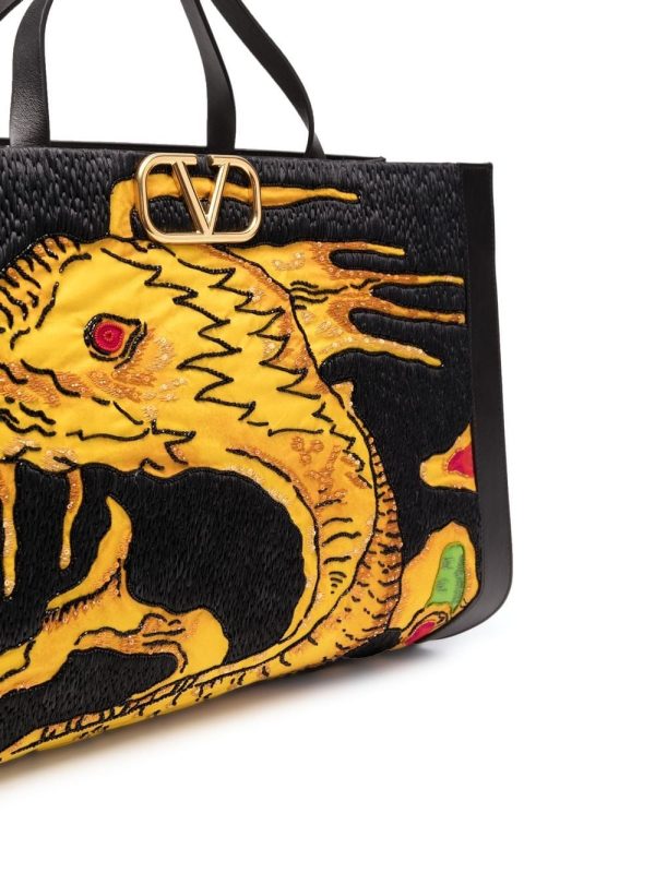Valentino Garavani Drago Re-Edition VLogo embroidered tote bag - Image 5