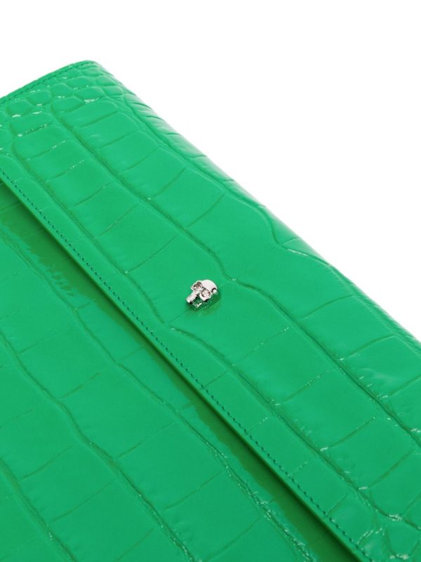 Alexander McQueen crocodile-embossed envelope clutch bag - Image 3