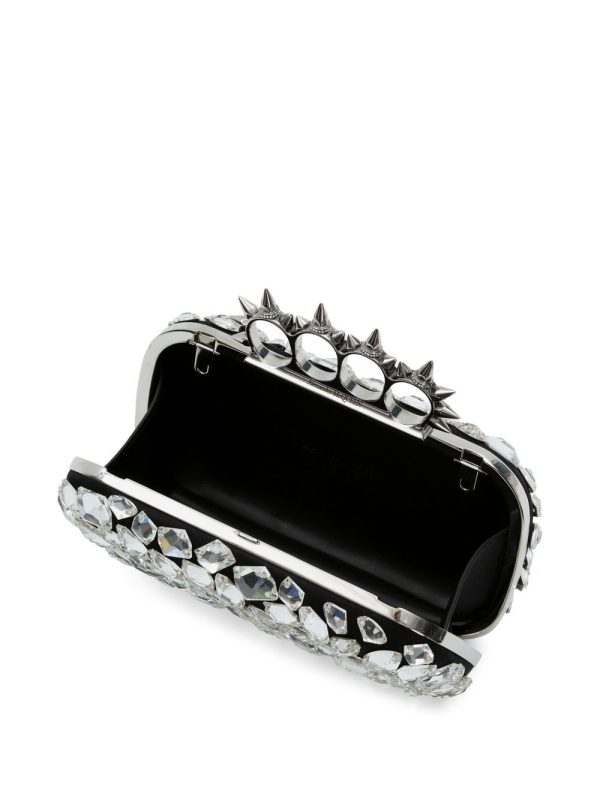 Alexander McQueen crystal-embellishment four-ring clutch bag - Image 3