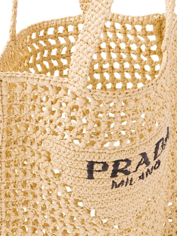 Prada woven-logo raffia tote bag - Image 5