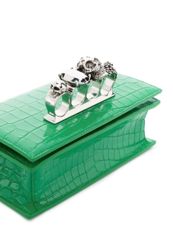 Alexander McQueen Jewelled crocodile-embossed shoulder bag - Image 3