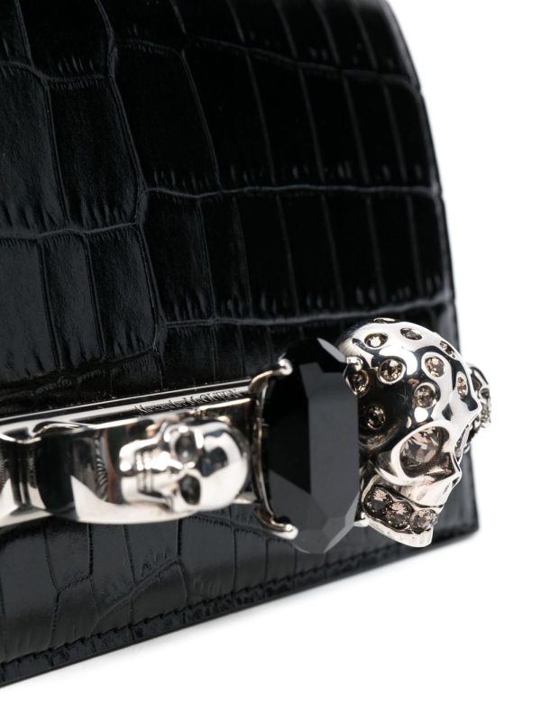 Alexander McQueen skull-embroidered crocodile-effect crossbody bag - Image 5