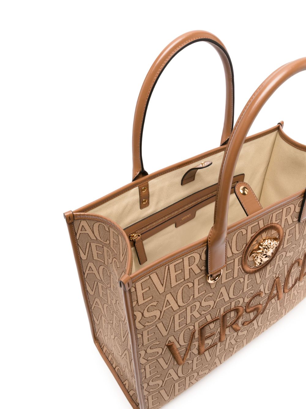 Versace large Versace Allover-jacquard tote bag - Image 6