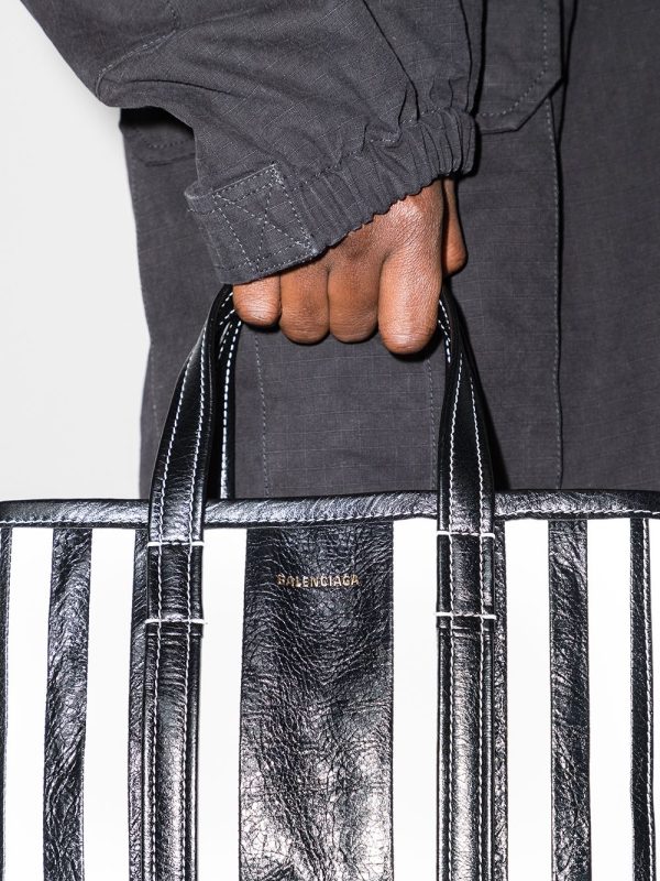 Balenciaga small Barbes East-West striped shopper tote - Image 6