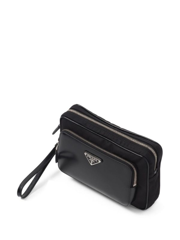 Prada triangle-logo panelled clutch bag - Image 6