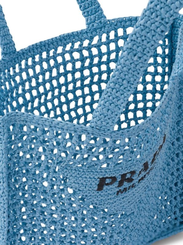 Prada woven-logo raffia tote bag - Image 6