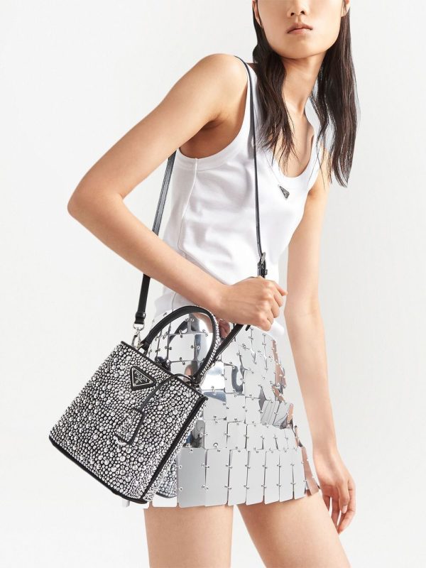Prada small Panier crystal-embellished tote bag - Image 6