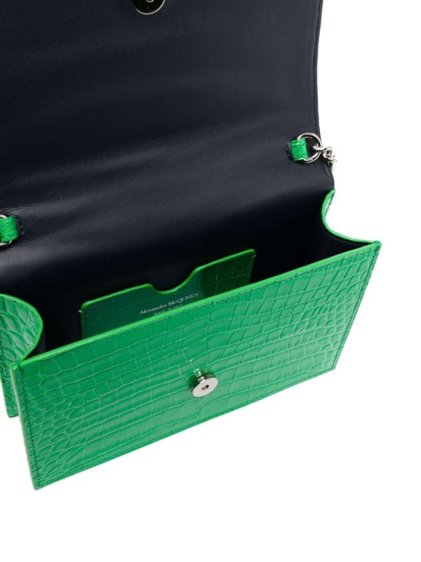 Alexander McQueen small Skull crocodile-embossed clutch - Image 6