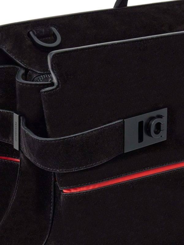 Ferragamo Gancini-plaque suede tote bag - Image 6