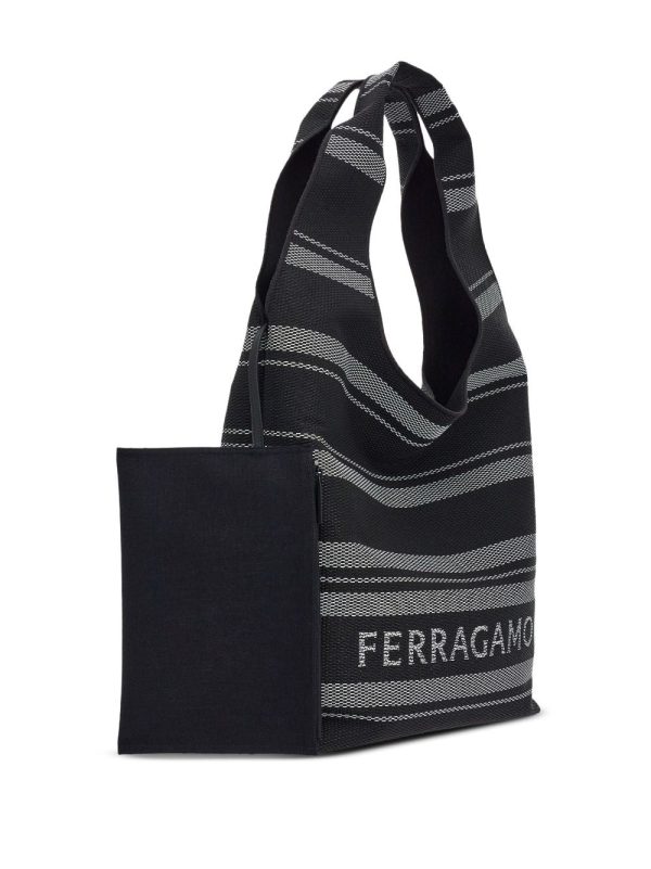 Ferragamo logo-print braided tote bag - Image 7