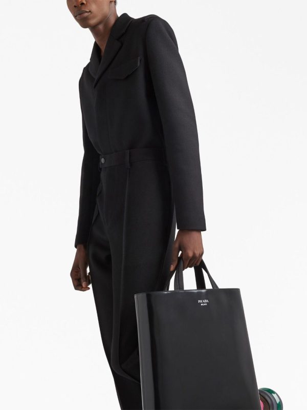 Prada logo-stamp leather tote bag - Image 7