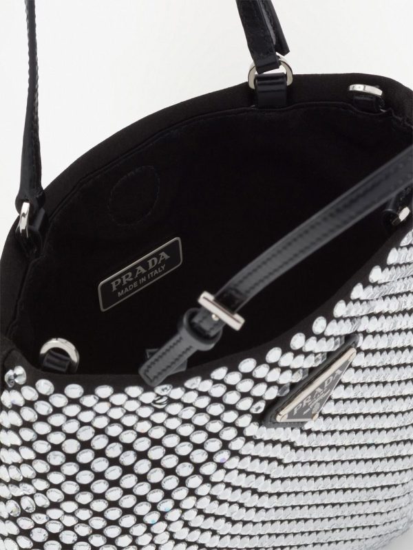 Prada crystal-embellished satin tote bag - Image 7