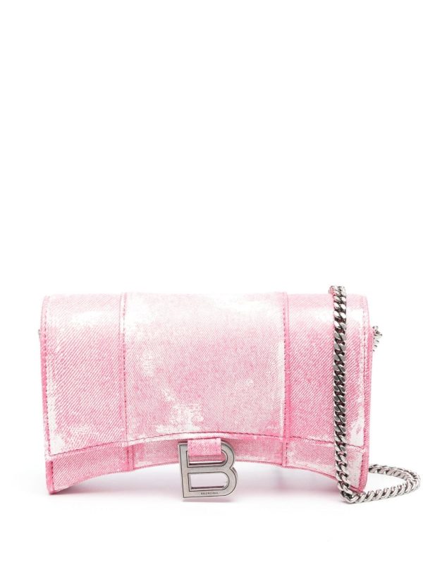 Balenciaga Hourglass denim chain wallet bag