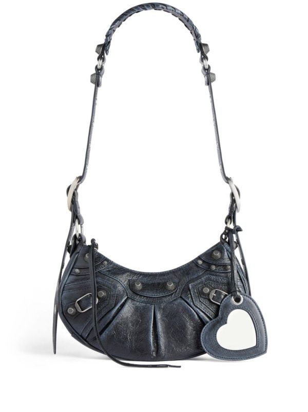 Balenciaga Le Cagole XS cracked leather shoulder bag