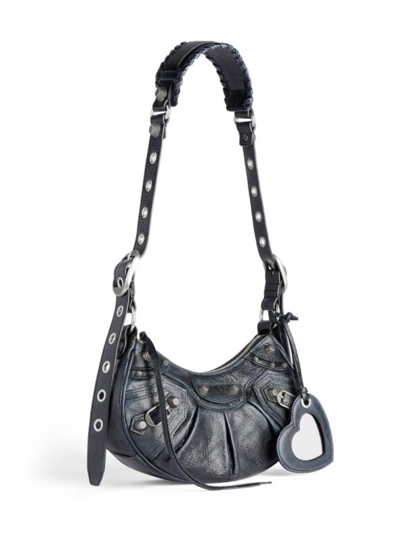 Balenciaga Le Cagole XS cracked leather shoulder bag - Image 4